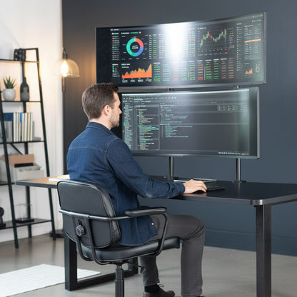2-Pole Dual Ultrawide Vertical Monitor Desk Mount - Up to 57" Screens
