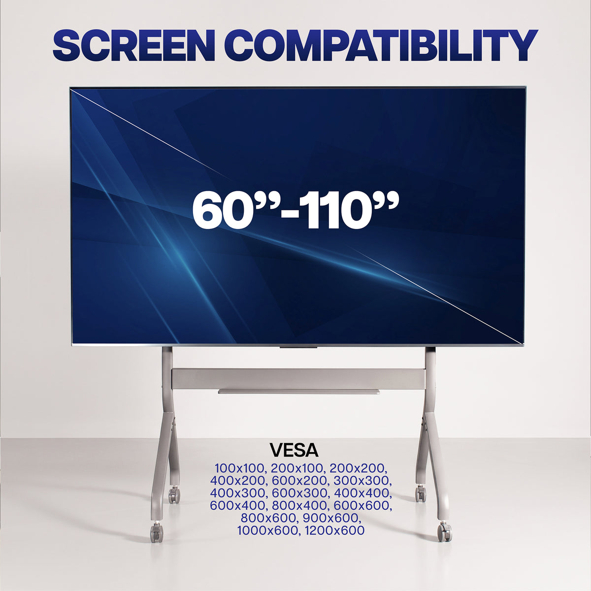 Slim Motorized Height Adjustable TV Cart - 60” to 110" Screens