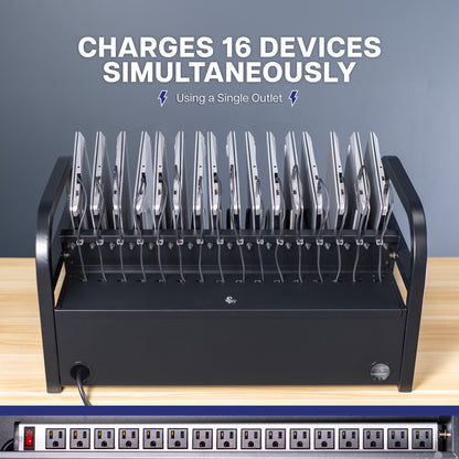 16-Device Open Charging Station with Locking Compartment