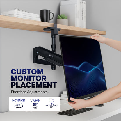 Pneumatic Arm Single Ultrawide Upside Down Monitor Mount - 17" to 32" Screens
