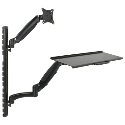 Sturdy ergonomic single monitor for a sit-to-stand wall mount.