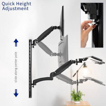 Sliding along the center pole can make quick height adjustments.