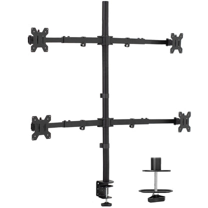 Heavy Duty Telescoping Quad Monitor Desk Mount for office use, giving your screen setup a flush with the wall display.