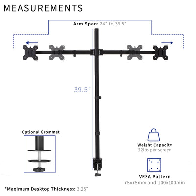 Telescoping Extra Tall Dual Monitor Desk Mount for office use, giving your screens a flush-with-wall display.
