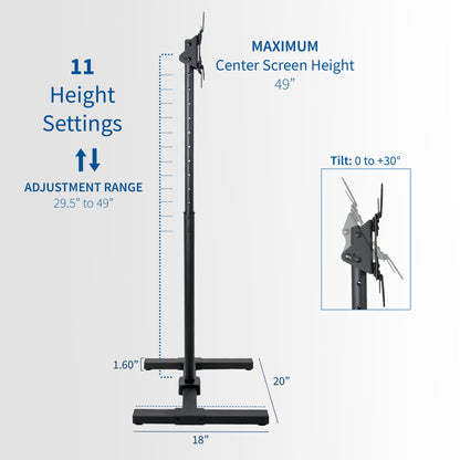 Sturdy height adjustable TV stand with tilt and leveling feet.