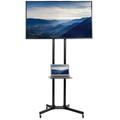 Extra tall mobile TV stand for home and office.