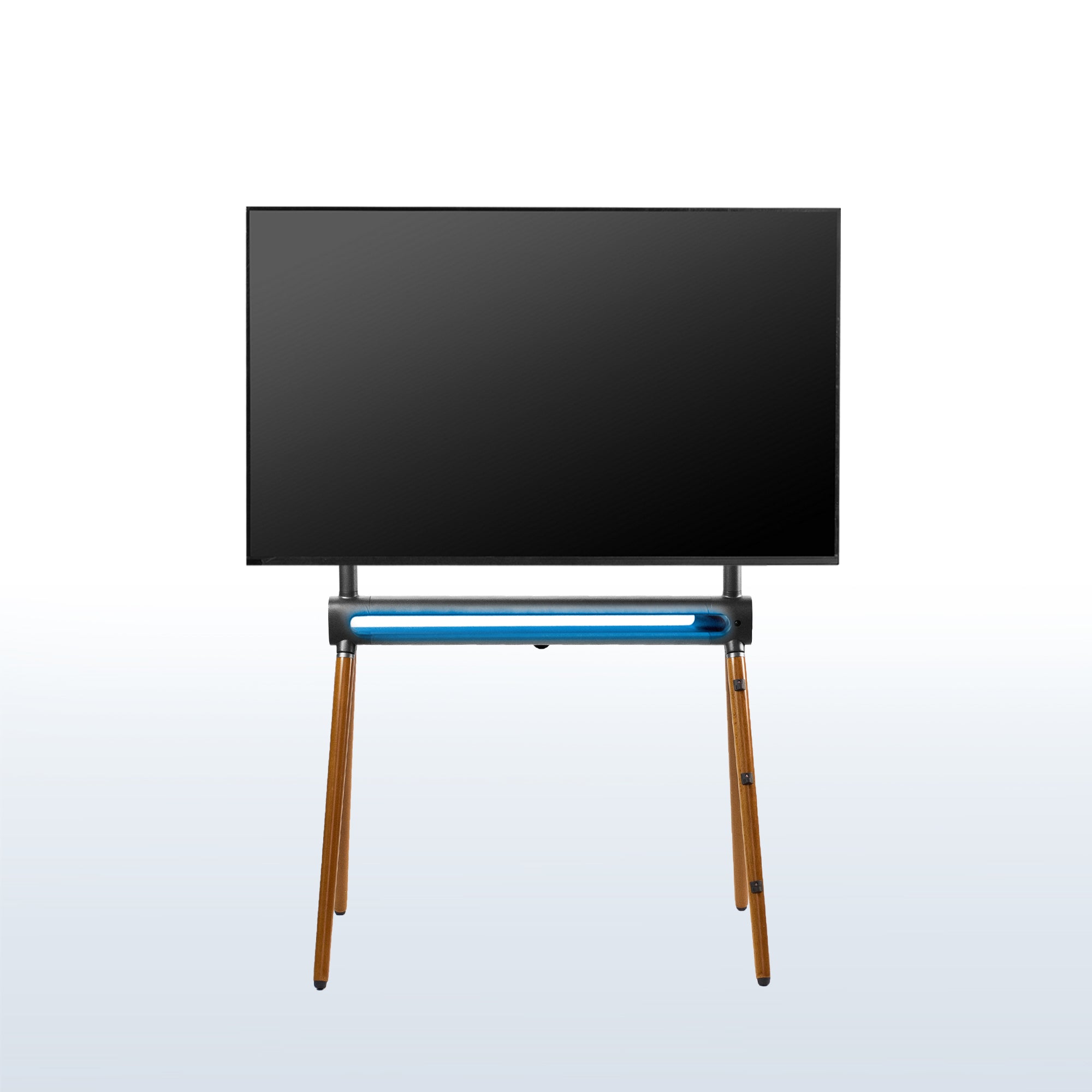 Sturdy easel studio TV stand with remote control RGB lighting.