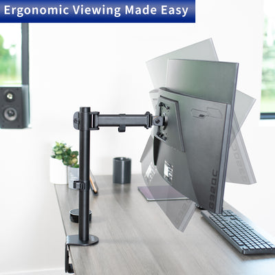 Ergonomic viewing is made easy with an articulating arm and plate mount.