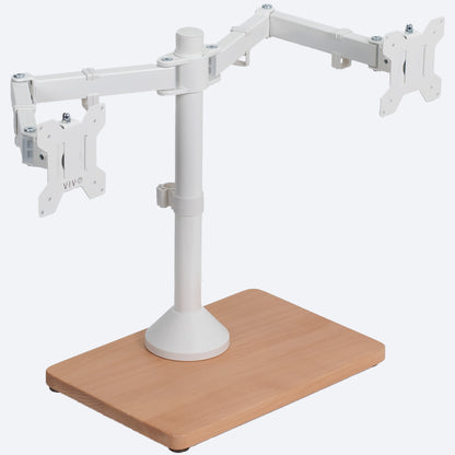 Dual 13” to 32” Monitor Desk Stand with Wood Base