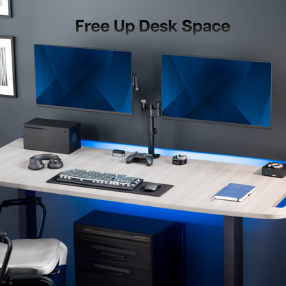 Free up desk space by raising your monitors off your workspace.