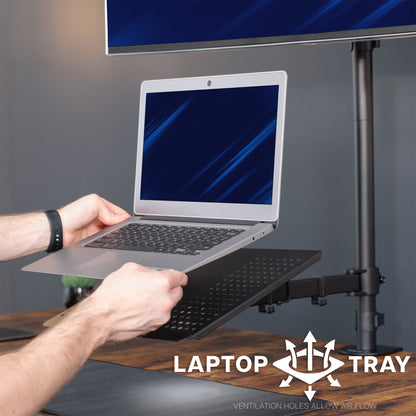 Single Ultrawide Monitor and Laptop Extra Tall Desk Mount with Universal VESA Compatibility