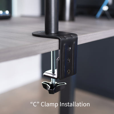 Single ultrawide monitor mount for large screens to be held at a comfortable viewing angle.