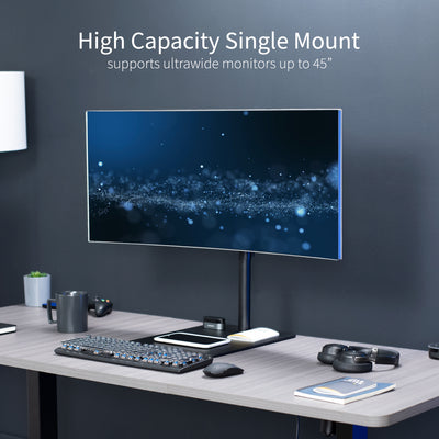 High capacity heavy-duty monitor stand for ultrawide screens.
