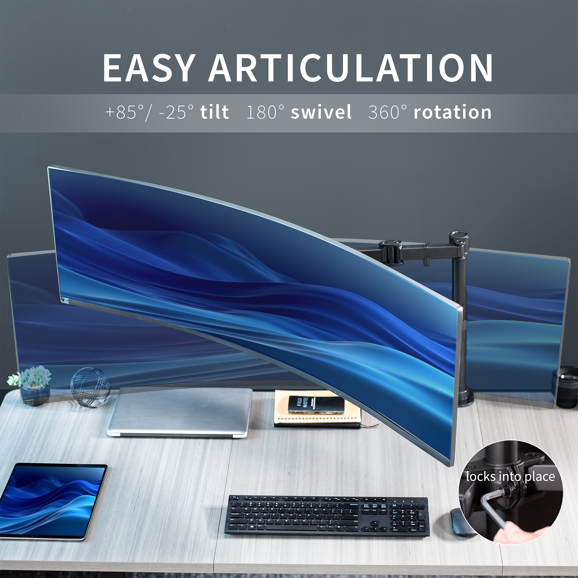 Flexible articulation made easy with VIVO's Single Ultrawide Monitor Desk Mount.