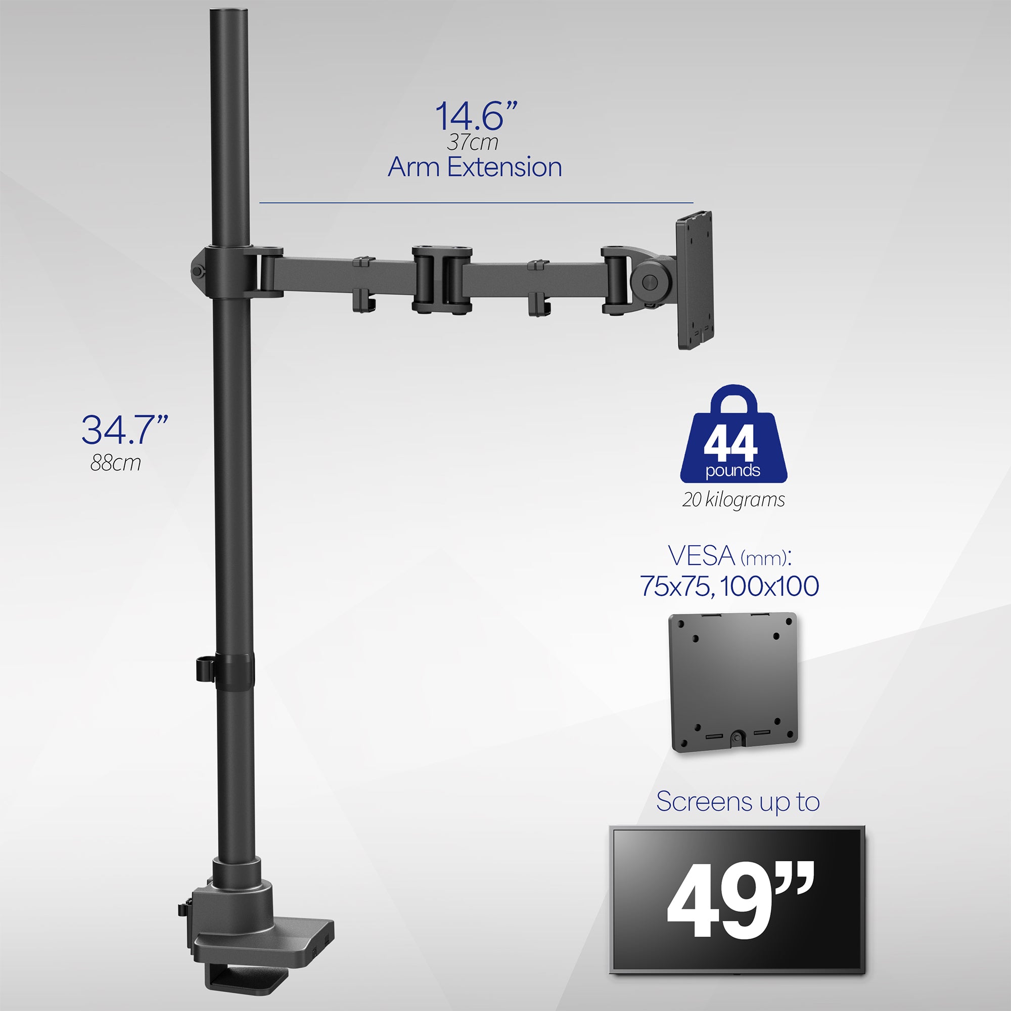 Single Ultrawide Monitor Extra Tall Desk Mount