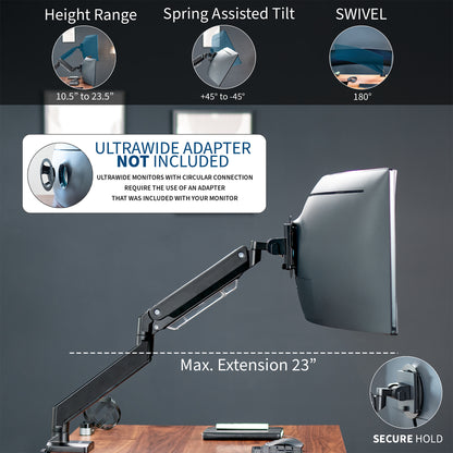 VIVO Premium Aluminum Heavy Duty Monitor Arm with 3.0 USB Ports