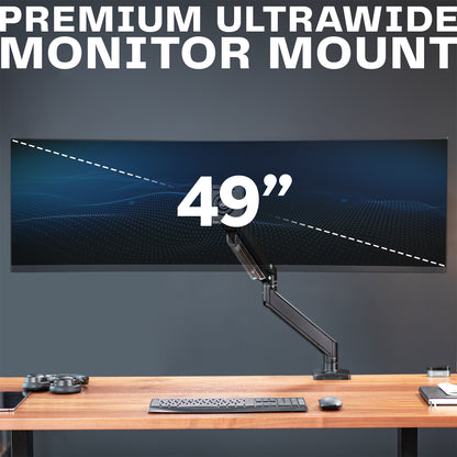 Sturdy adjustable pneumatic arm single ultrawide monitor ergonomic desk mount for office workstation