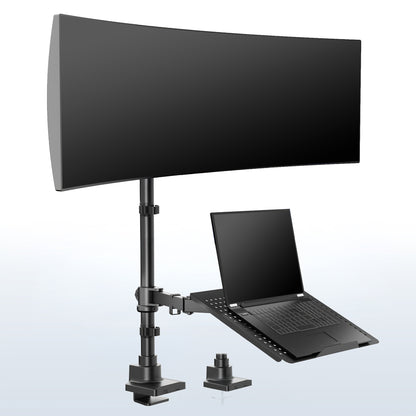 Single Ultrawide Monitor and Laptop Extra Tall Desk Mount