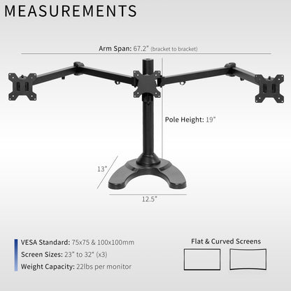 Triple Monitor Desk Stand