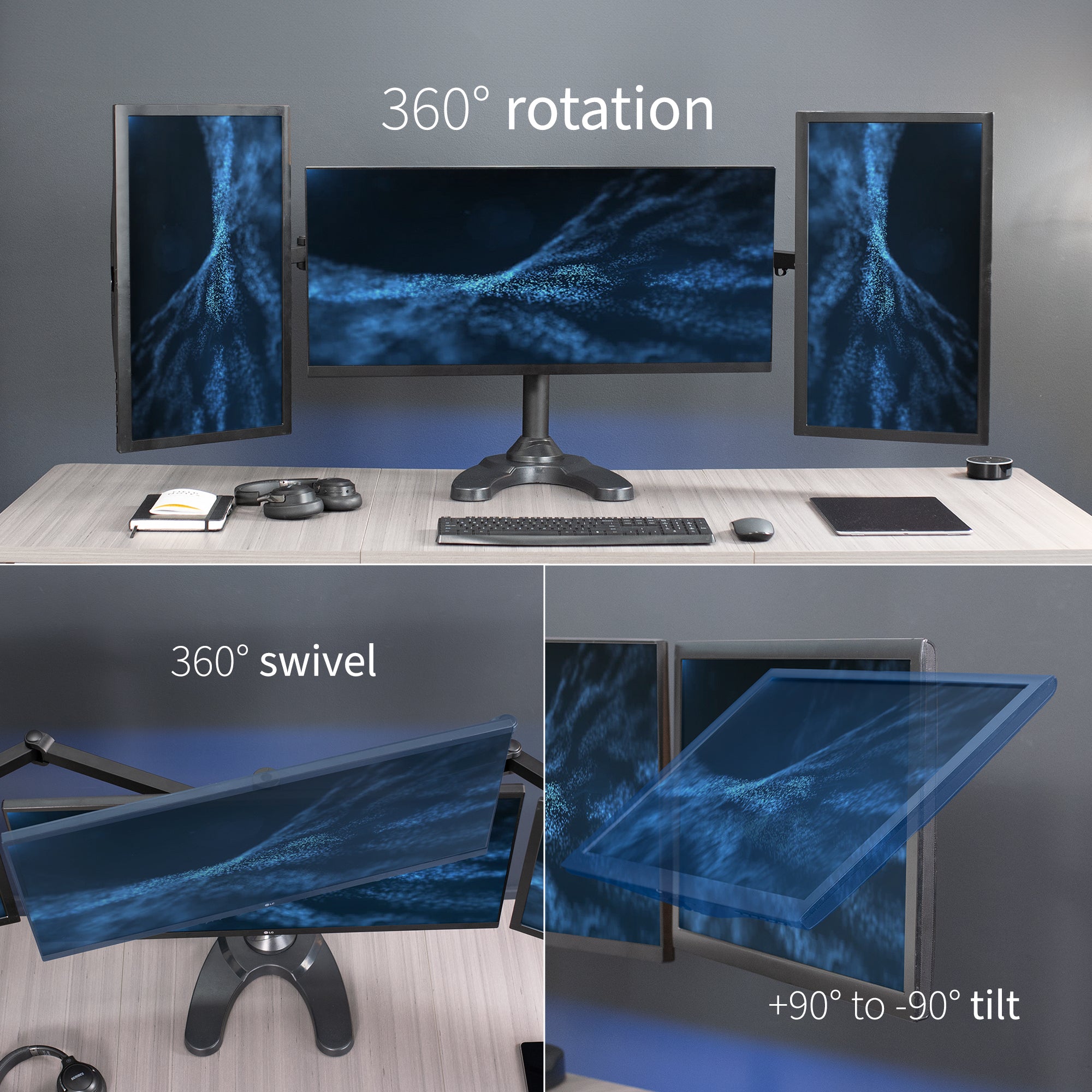 Triple Monitor Desk Stand