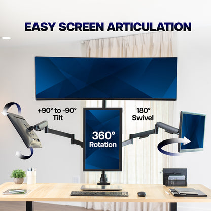 Quad Monitor Desk Stand (2 Mechanical Arms + 2 Fixed) - 17” to 49" Screens