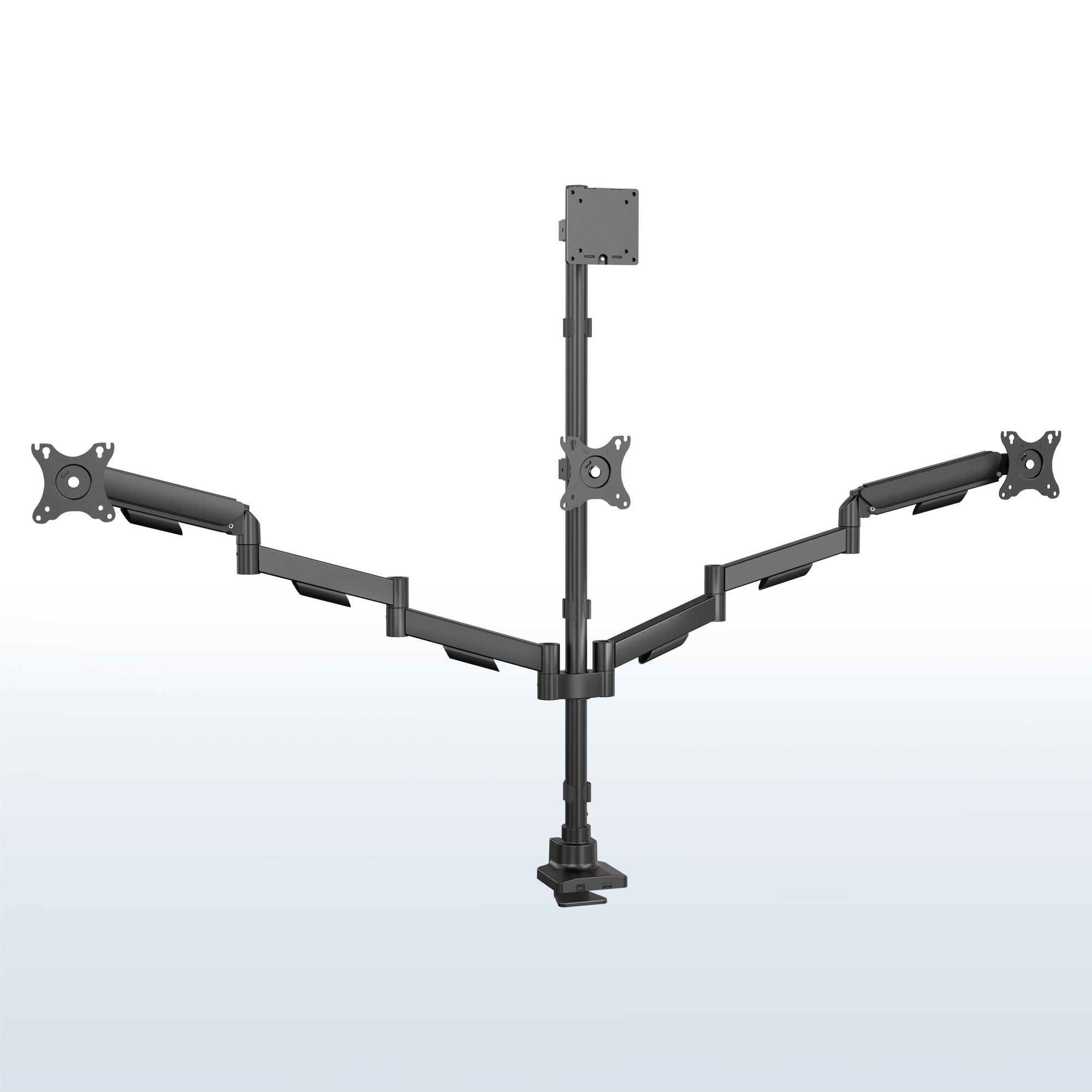 Quad Monitor Desk Stand (2 Mechanical Arms + 2 Fixed) - 17” to 49" Screens
