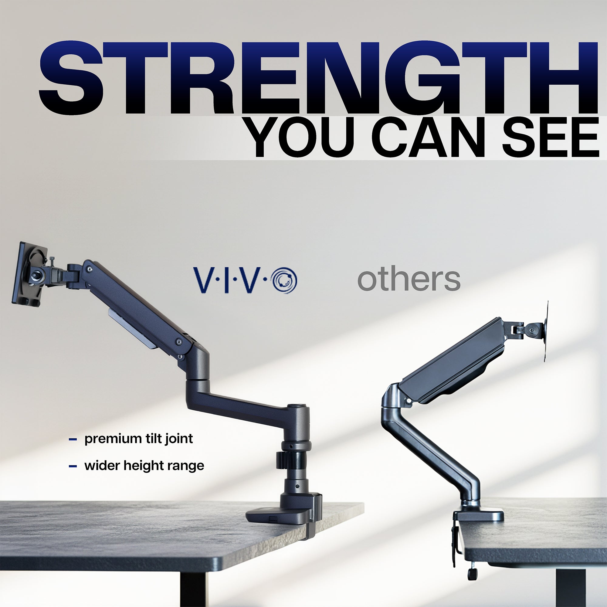 Pneumatic Arm Single Ultrawide Monitor Desk Mount - Up to 57" Screens