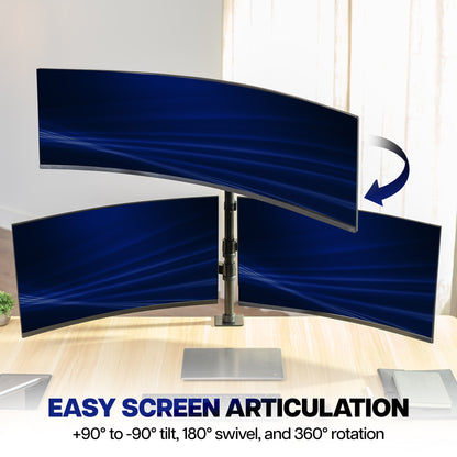 Triple Monitor Desk Mount (2 Mechanical Arms + 1 Fixed) - 32” / 49" Screens