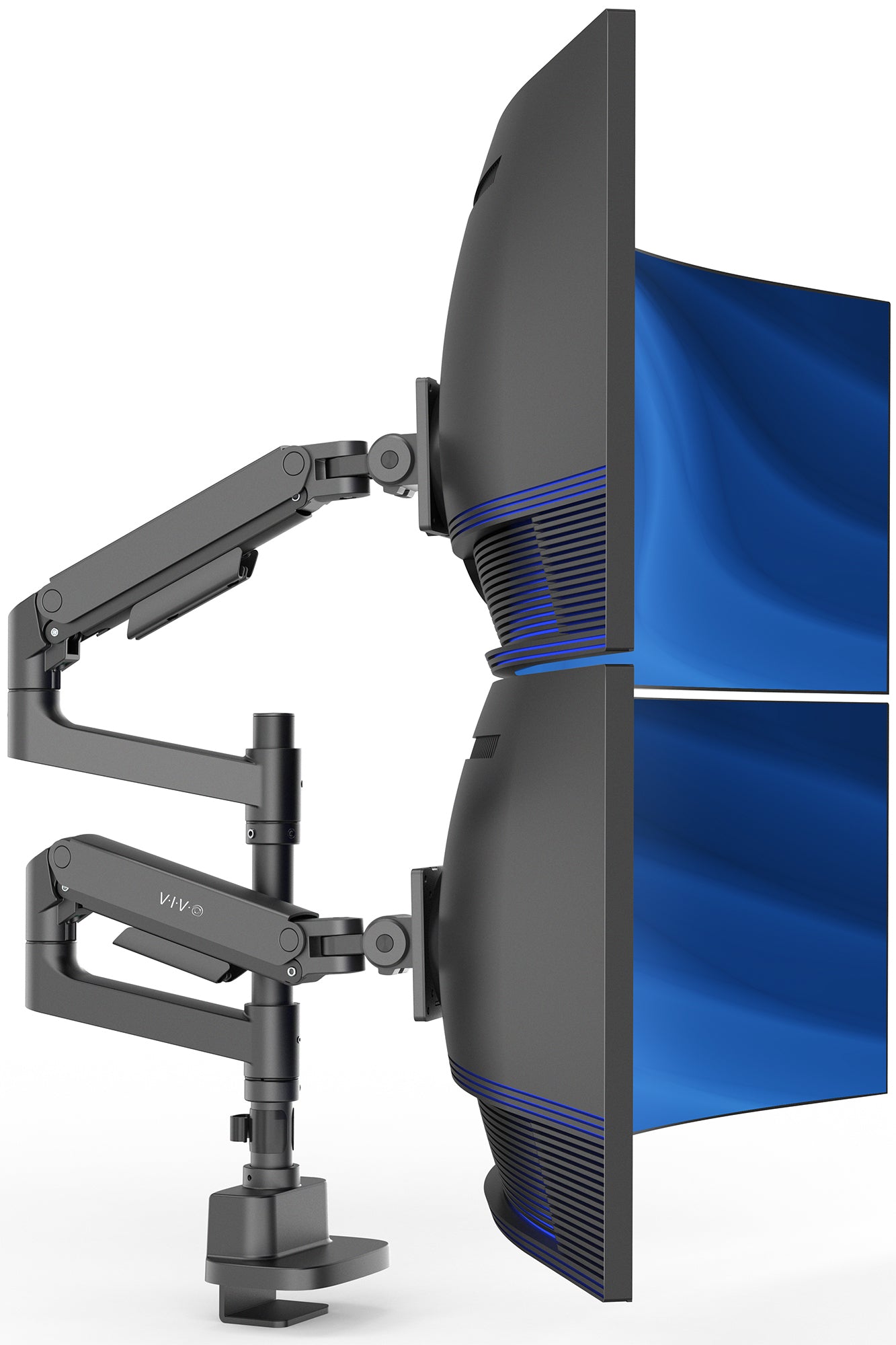 Pneumatic Arm Dual Ultrawide Monitor Desk Mount - Up to 49" Screens