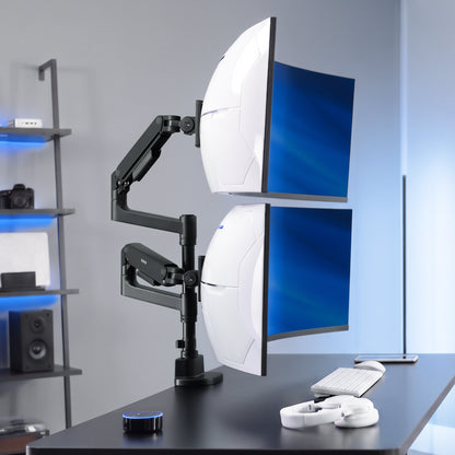 Pneumatic Arm Dual Ultrawide Monitor Desk Mount - Up to 49" Screens