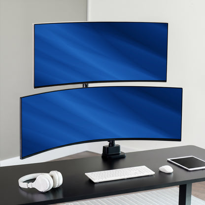 Pneumatic Arm Dual Ultrawide Monitor Desk Mount - Up to 49" Screens