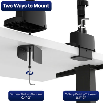 Pneumatic Arm Dual Ultrawide Monitor Desk Mount - Up to 49" Screens
