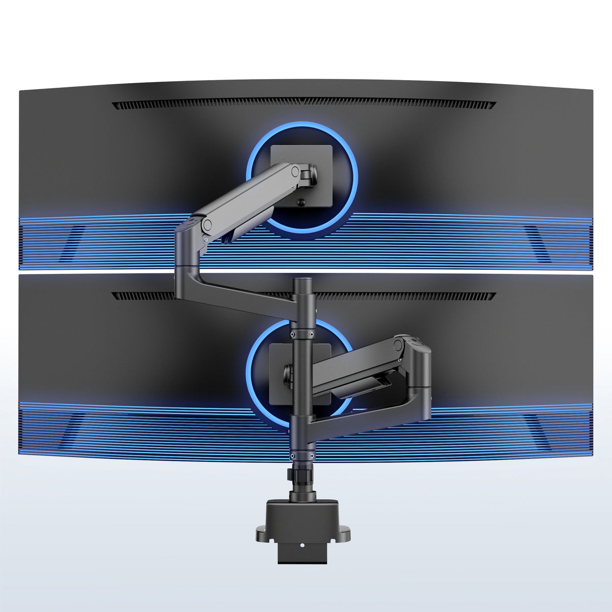 Pneumatic Arm Dual Ultrawide Monitor Desk Mount - Up to 49" Screens