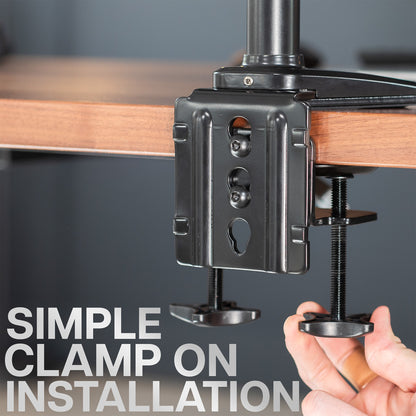 Quad Monitor Desk Mount (2 Pneumatic Arms + 2 Fixed)