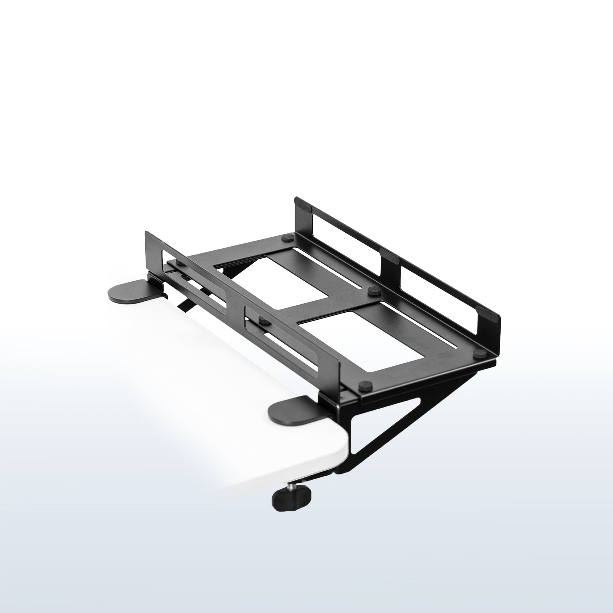 Clamp-On Adjustable Deskside Gaming PC Mount, Wall Mount, Computer Case CPU Holder with Secure Locking