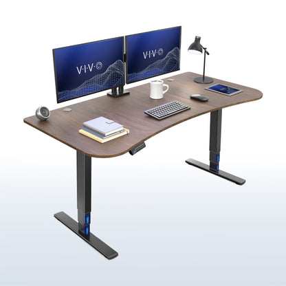 63” x 32” Electric Height Adjustable Stand Up Desk. Features a built-in power strip.
