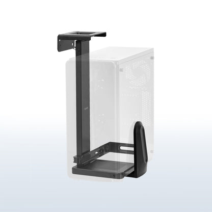 Large heavy-duty adjustable space saving under desk PC mount.