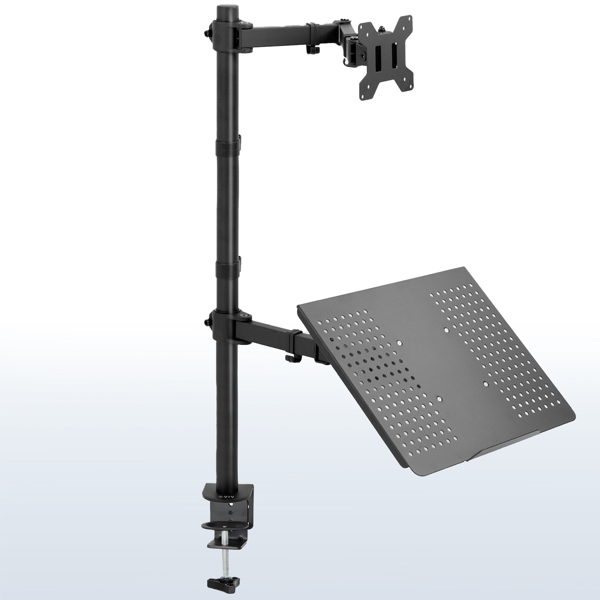 Sturdy single monitor and laptop extra tall desk mount.