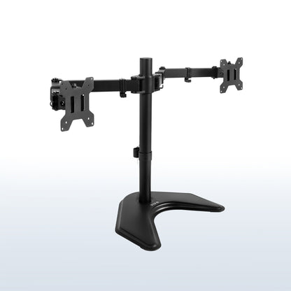 Enjoy ergonomic viewing angles with our freestanding dual monitor stand. 