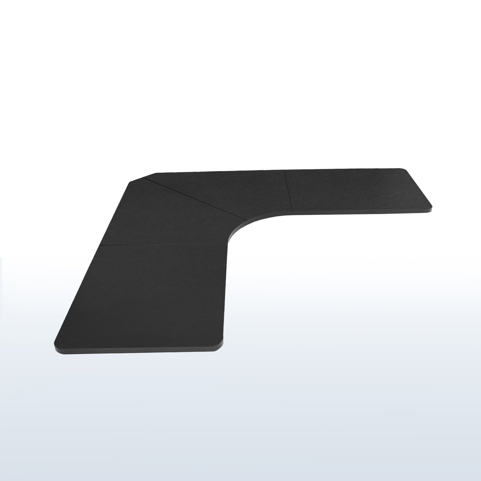 L-shaped curved corner tabletop.