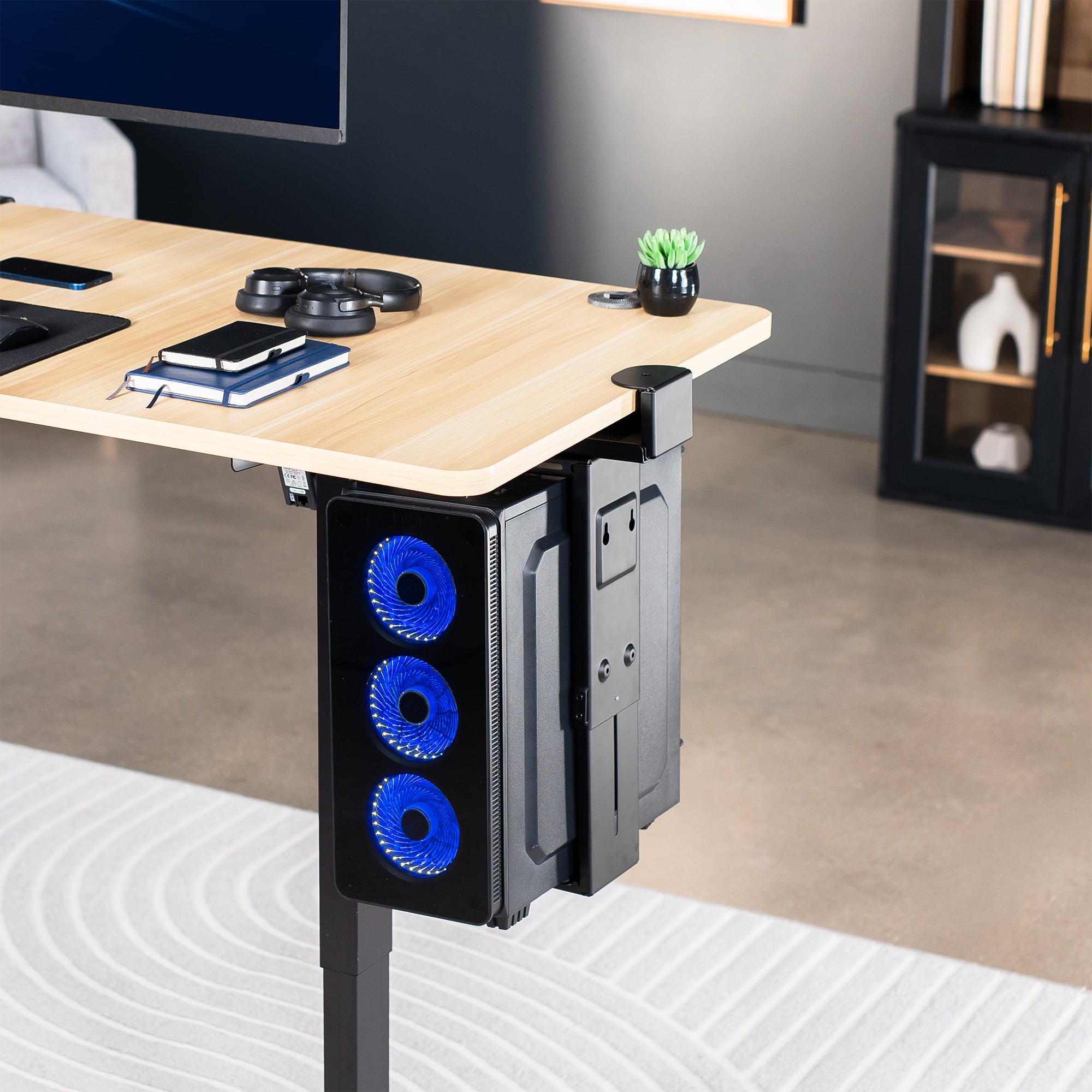 Simple Clamp-on PC Mount on desk in office space