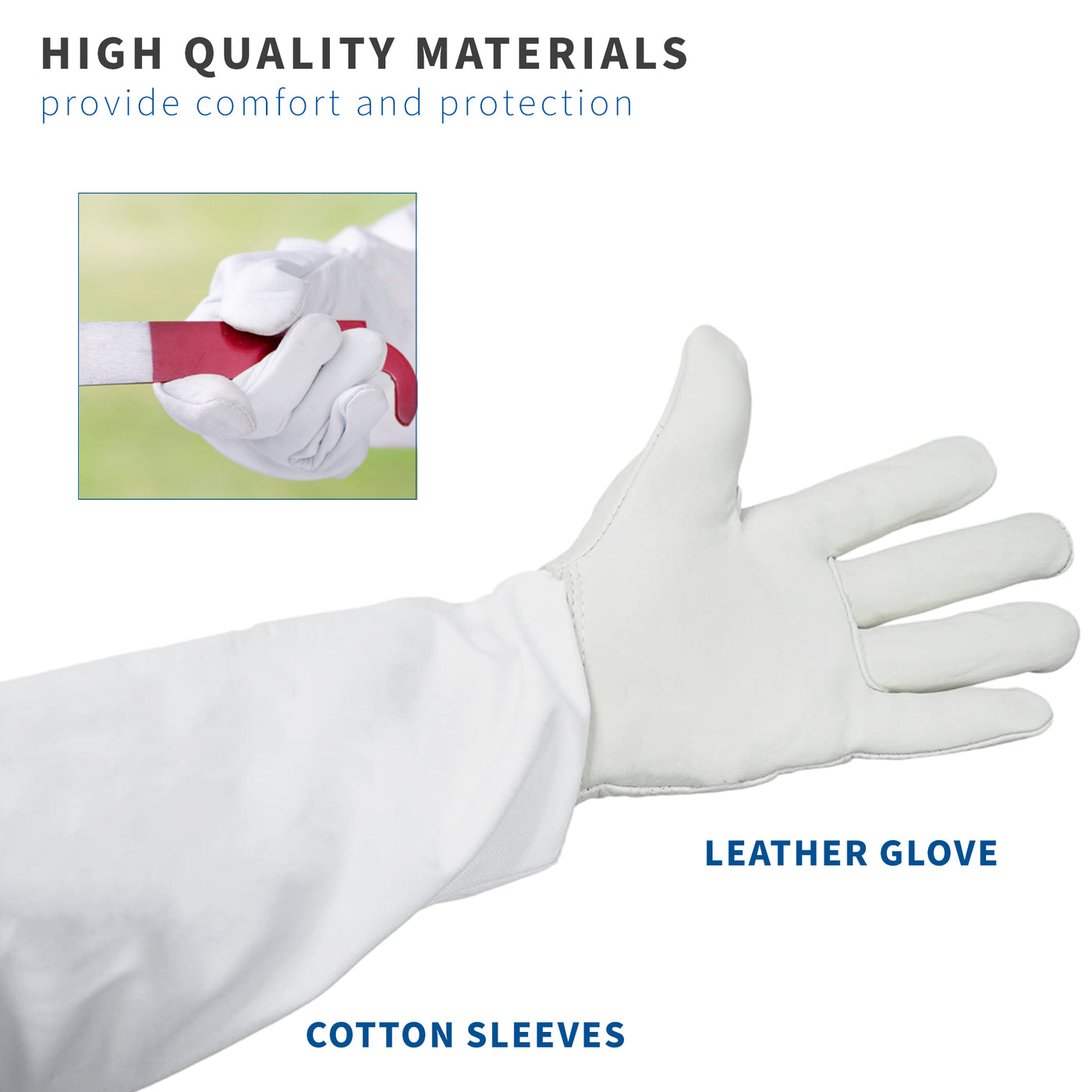 High Quality Extra Large Leather Beekeeping Gloves
