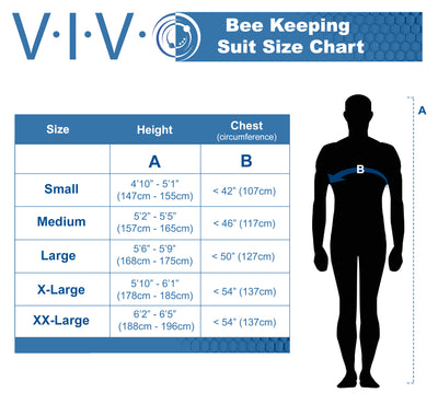 XXL Full Body Beekeeping Suit Sizing Chart
