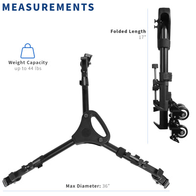 Sturdy adjustable mobile tripod for easy movement during photo shoot or video shoot with universal design.