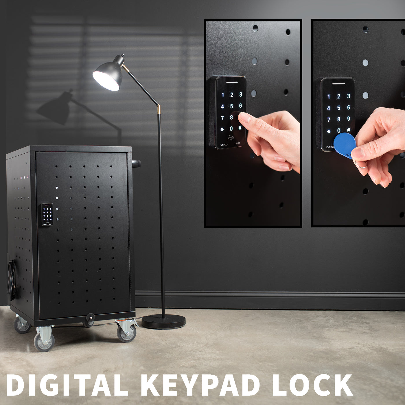 30-Bay Locking Laptop and Tablet Charging Station Cart with Digital Keypad Lock