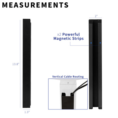 Measurements of vertical cable routing management strips. 