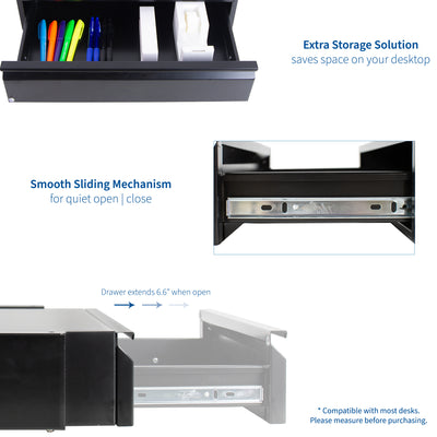Perfect extra storage added to the office desk with an added sliding drawer.