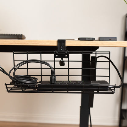 Clamp-on desk cable management organizer hanging racks.