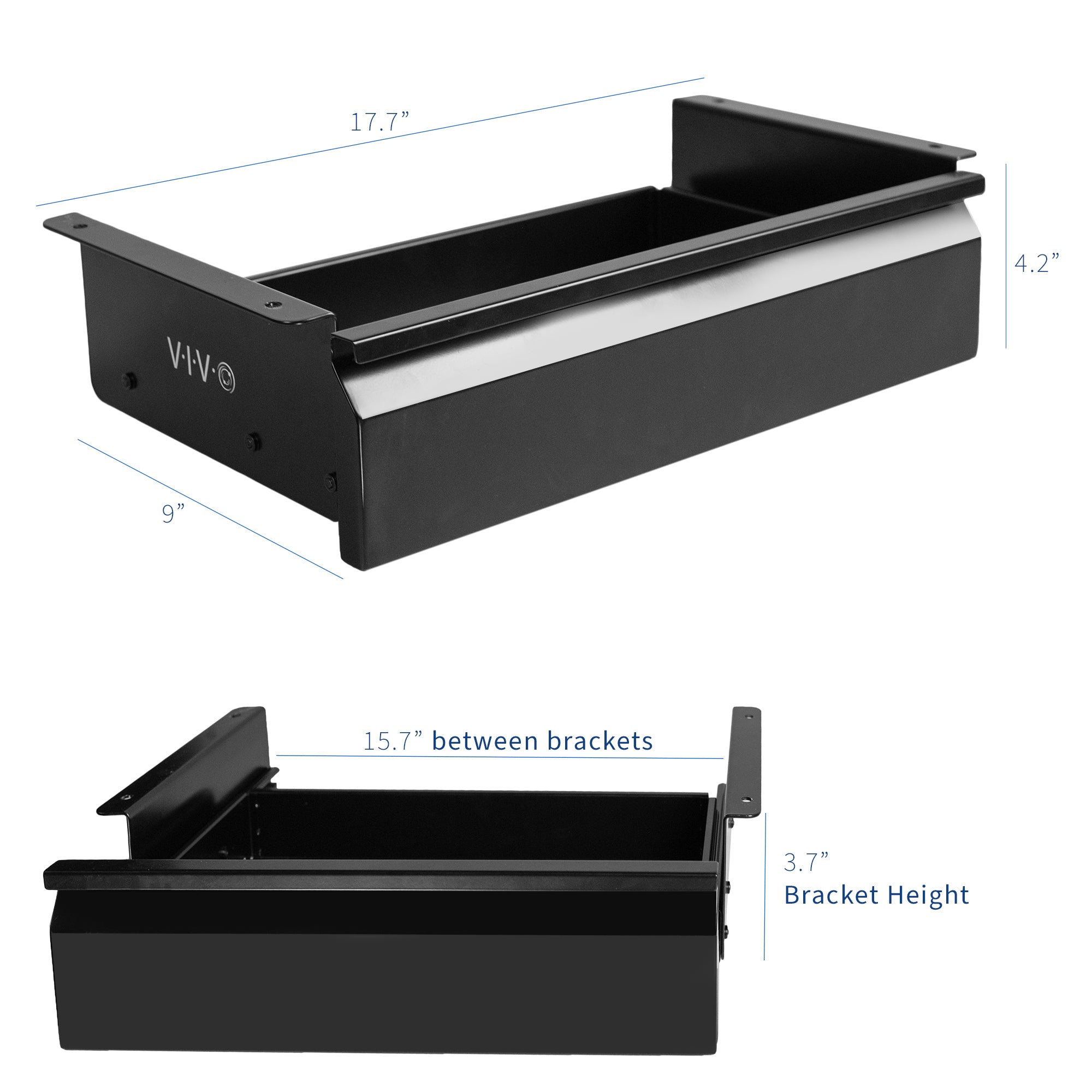 Under desk sliding shelf.