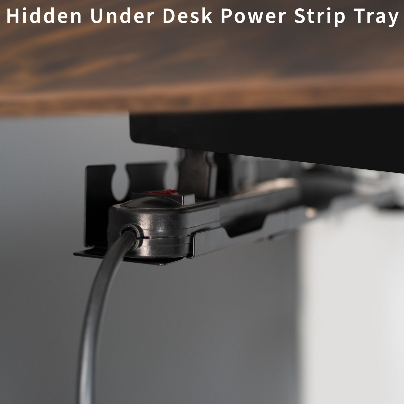  Steel 19 inch Clamp-on Modular Power Strip Tray System for Desk, No Drill Cable Management Workspace Organizer, Clean Cord Routing, Open Design for Ventilation